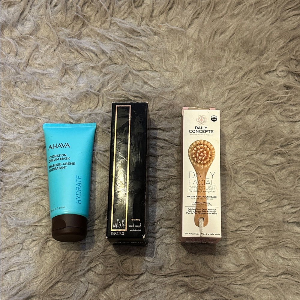 NWT Whish Mud Mask, Ahava Hydration Cream and Daily‎ Facial Brush Set